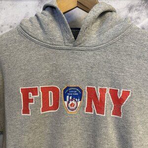 FDNY Hoodie Mens Small Gray New York Fire Department Sweatshirt 9/11